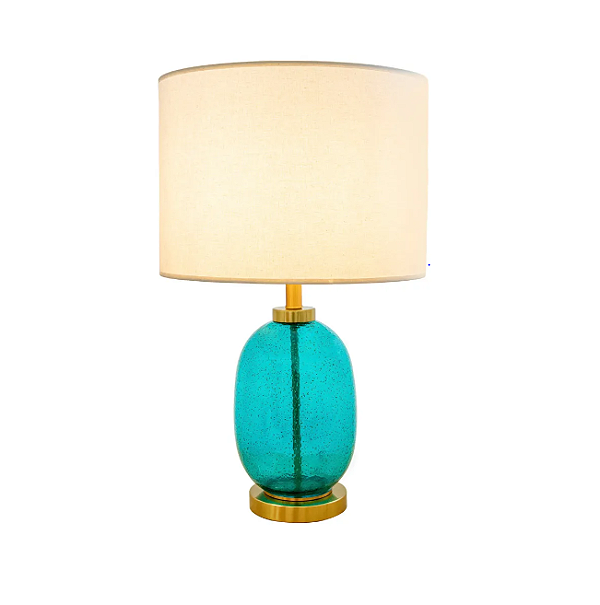 ABAJUR BELLA ACQ1AB01AZ065 ACQUA AZUL/ BRONZE 19X43CM VIDRO/METAL BULBO MAX 40W  1XE27