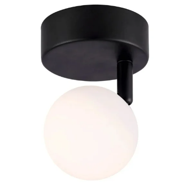PLAFON BELLA DUS2PL01PT009 DUSSO ESFERA PRETO/ OPALINO 9X13CM 5W 2700K