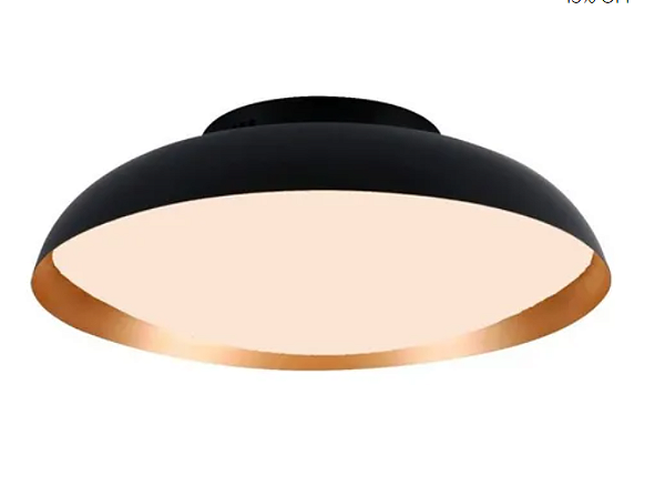 PLAFON BELLA BOW1PS01PT042 BOWL PRETO/ DOURADO 42X13CM 18W 3000K