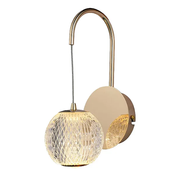 ARANDELA BELLA HM021G LUCE DOURADO E TRANSPARENTE 18X12X27CM 2W 3000K