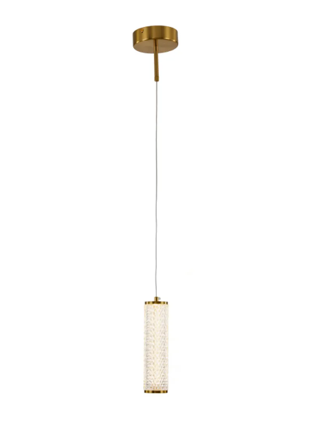 PENDENTE BELLA OC023G  FLUTE DOURADO 7X22,7CM 1X7W 3000K 525LM LED