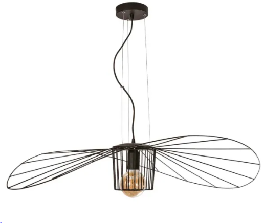 PENDENTE USINA 17192/1 ÁGUILA ARAMADO PRETO Ø600X160MM  E-27