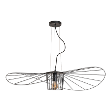 PENDENTE USINA 17193/1 ÁGUILA ARAMADO PRETO Ø950X160MM E-27