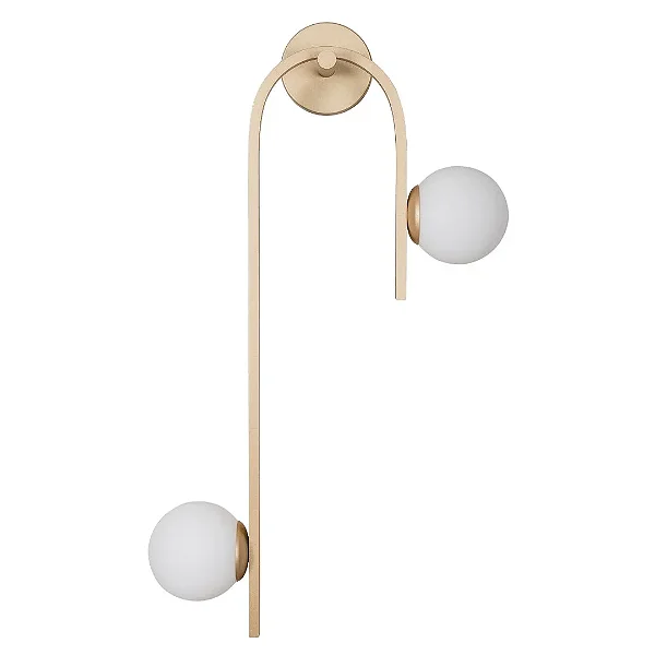 ARANDELA USINA 16807/2 DAMA DOURADO C/ GLOBO LEITOSO 440X750X165MM G9