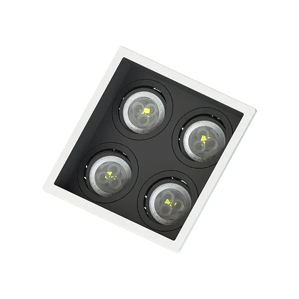 SPOT SAVE ENERGY SE-330.3131 EMBUTIR MR11 QUADRUPLO FACE RECUADA PRETO/BRANCO GU10