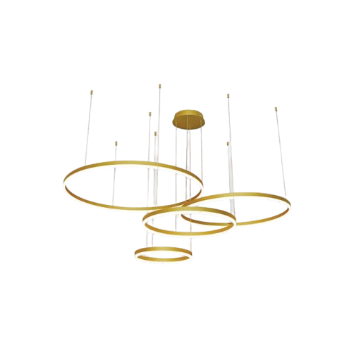 PENDENTE SINDORA QD05350 LUZ DIRETA ALUMINIO DOURADO/ ACRILICO Φ40X60X80X100CM 177W 13275LM 3000K CABO 4M