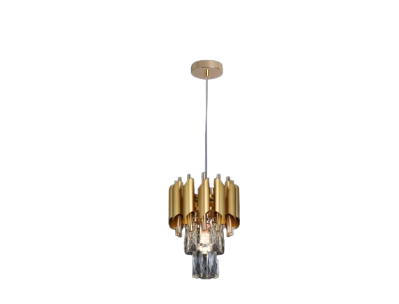 PENDENTE SINDORA DCD06590 METAL DOURADO/ CRISTAL TRANSPARENTE Φ20X26CM E14X1 CABO 1M