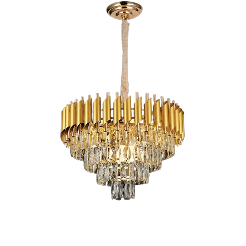 LUSTRE SINDORA DCD06624 METAL DOURADO/ CRISTAL TRANSPARENTE Φ50X29CM E14X8