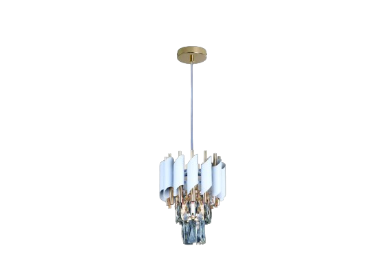 PENDENTE SINDORA DCD06592 METAL BRANCO/ CRISTAL TRANSPARENTE Φ20X26CM E14X1