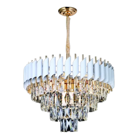 LUSTRE SINDORA DCD06594 METAL BRANCO/ CRISTAL TRANSPARENTE Φ53X36CM E14X9