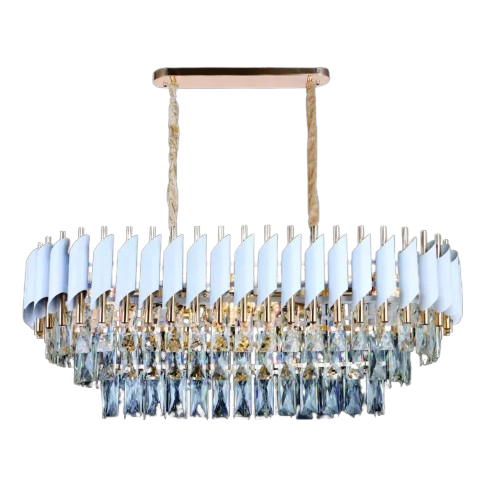LUSTRE SINDORA DCD06596 METAL BRANCO/ CRISTAL TRANSPARENTE 75X35CM E14×8 CABO 1M