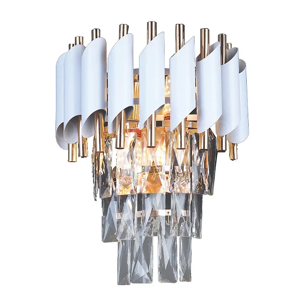 ARANDELA SINDORA DCB06597 METAL BRANCO/ CRISTAL TRANSPARENTE 24X31X14CM E14×2