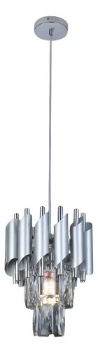 PENDENTE SINDORA DCD06632 METAL CROMADO/ CRISTAL TRANSPARENTE Φ20X26CM E14X1