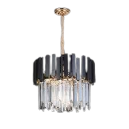 LUSTRE SINDORA DCD06616 METAL PRETO/ CRISTAL TRANSPARENTE Φ38X30CM E14X5