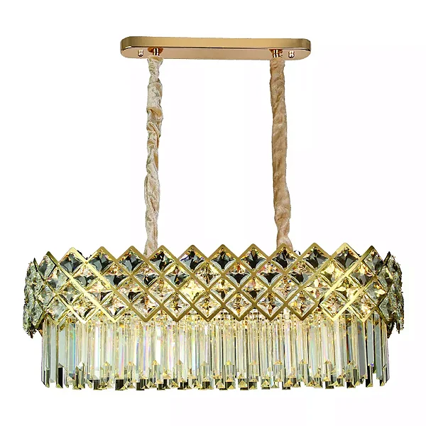 LUSTRE SINDORA DCD01004 INOX DOURADO/ CRISTAL TRANSPARENTE 85X35X29CM E14X10