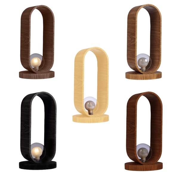 LUMINÁRIA DE MESA ADRI WS4011ABIB MADEIRA OVAL 38CM 1XG9