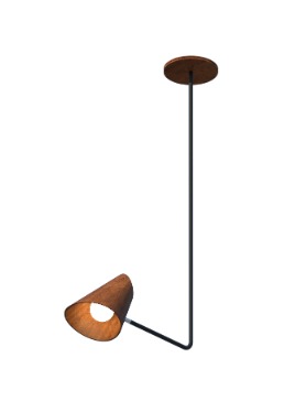 PENDENTE FOX LUSTRES ARGULAR 100X60X16CM MADEIRA E AÇO CARBONO 1XE27