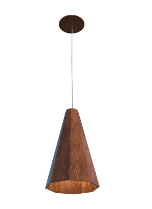 PENDENTE FOX LUSTRES FACETADO 35X21X21CM MADEIRA, MDF E AÇO CARBONO 1XE27
