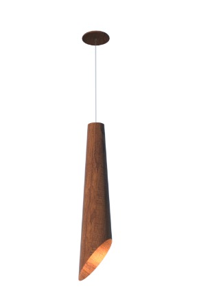 PENDENTE FOX LUSTRES CÔNICO 70X14CM MADEIRA E MDF 1XE27