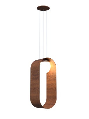 PENDENTE FOX LUSTRES ORB 50X20X18CM MADEIRA, CABO DE AÇO E VIDRO 1XE27