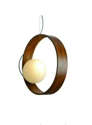 PENDENTE FOX LUSTRES 3007 ORB 15X35CM MADEIRA, CABO DE AÇO E VIDRO 1XE27
