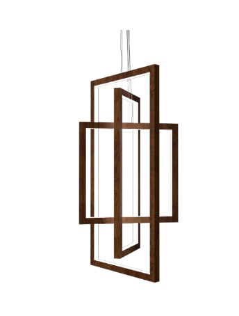 PENDENTE FOX LUSTRES 4010 LED 80X40X40CM MADEIRA, MDF E CABO DE AÇO 3000K