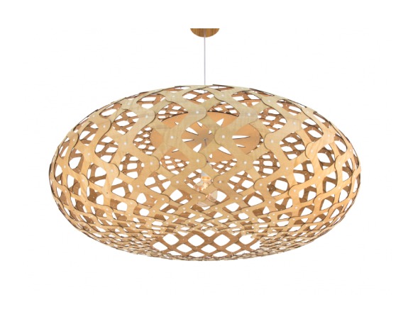 PENDENTE FOX LUSTRES 327 RAIZEN 30X60CM MADEIRA, ACRÍLICO E CABO DE AÇO 1XE27