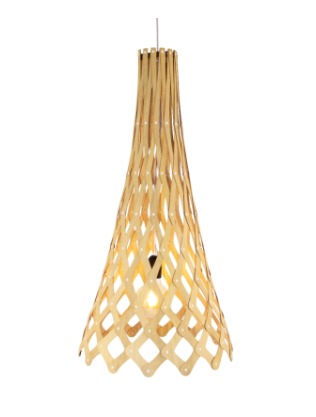 PENDENTE FOX LUSTRES 340 RAIZEN 80X40CM MADEIRA, ACRÍLICO E CABO DE AÇO 1XE27