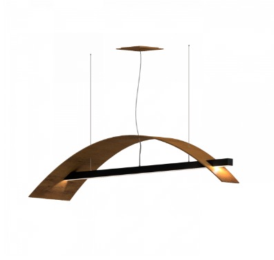 PENDENTE FOX LUSTRES 360 WAVE 20X110X25CM MADEIRA, ACRÍLICO E CABO DE AÇO 3000K