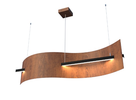 PENDENTE FOX LUSTRES 375 WAVE 25X110X16CM MADEIRA, MDF,  ACRÍLICO E CABO DE AÇO 3000K