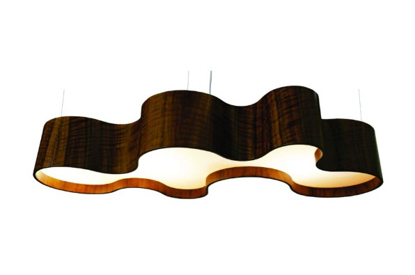 PENDENTE FOX LUSTRES 4000 SEMI CILÍNDRICO 21X150X65CM MADEIRA, MDF,  ACRÍLICO E CABO DE AÇO 8XE27