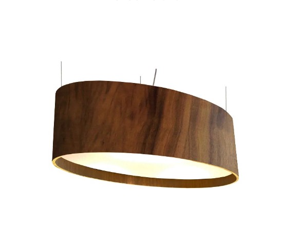 PENDENTE FOX LUSTRES 470 OVAL 21X76X29CM MADEIRA, MDF,  ACRÍLICO E CABO DE AÇO 4XE27