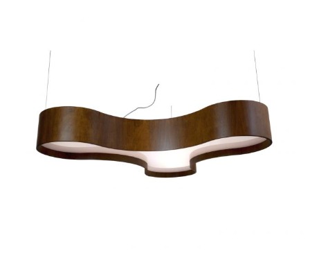 PENDENTE FOX LUSTRES 480 SEMI CILÍNDRICO 21X100X100CM MADEIRA, MDF,  ACRÍLICO E CABO DE AÇO 6XE27