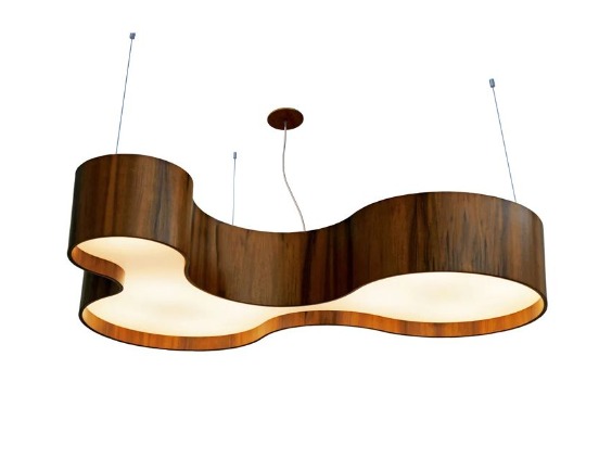 PENDENTE FOX LUSTRES 530 SEMI CILÍNDRICO 21X81X56CM MADEIRA E ACRÍLICO 5XE27