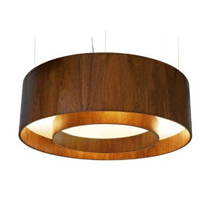 PENDENTE FOX LUSTRES 600 CILÍNDRICO Ø60X21CM MADEIRA, MDF, ACRÍLICO, CABO DE AÇO 5XE27