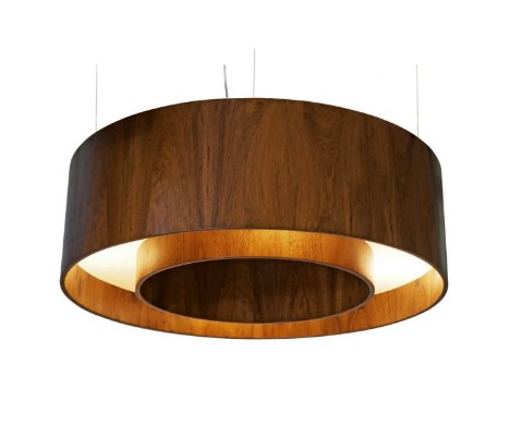 PENDENTE FOX LUSTRES 630 CILÍNDRICO Ø60X21CM MADEIRA, MDF, ACRÍLICO, CABO DE AÇO 5XE27