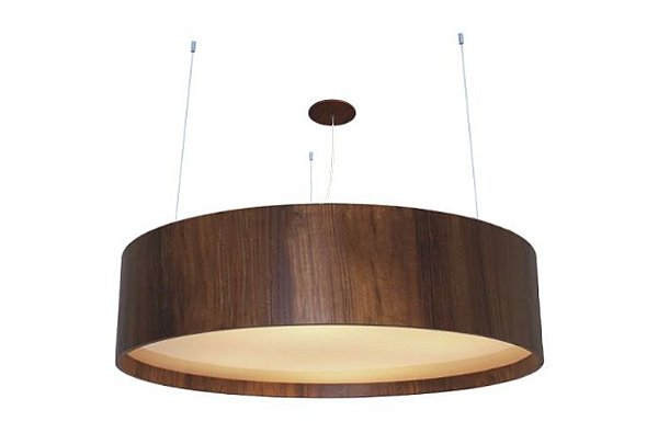PENDENTE FOX LUSTRES 693 CILÍNDRICO Ø40X16CM MADEIRA, MDF, ACRÍLICO, CABO DE AÇO 3XE27