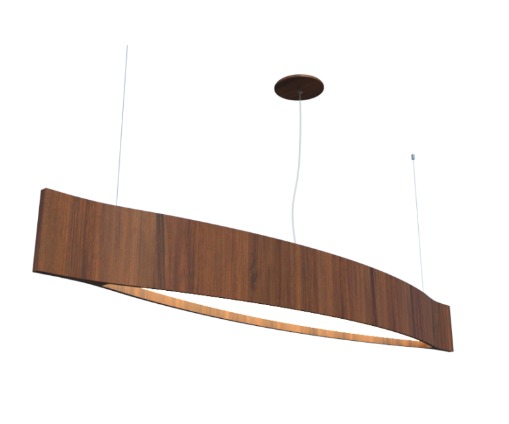 PENDENTE FOX LUSTRES 702 WAVE 15X190X23CM MADEIRA, MDF, ACRÍLICO, CABO DE AÇO 3000K