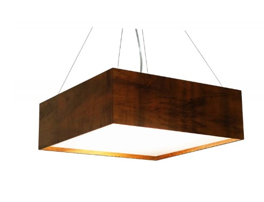 PENDENTE FOX LUSTRES 802 CLEAN 15X70X70CM MADEIRA, MDF, ACRÍLICO, CABO DE AÇO 6XE27