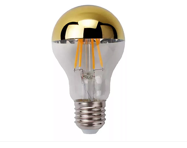 LÂMPADA LUMINATTI LM1062 BULBO LED FILAMENTO DEFLETORA DOURADA 4W LUZ AMBAR 127-220V E27