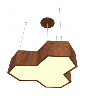 PENDENTE FOX LUSTRES 906 FACETADO 15X50X50CM MADEIRA, MDF, ACRÍLICO E CABO DE AÇO 3XE27