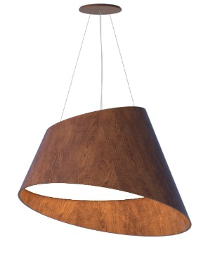 PENDENTE FOX LUSTRES 958 ANGULAR Ø80X35CM MADEIRA, ACRÍLICO, MDF E CABO DE AÇO 6XE27