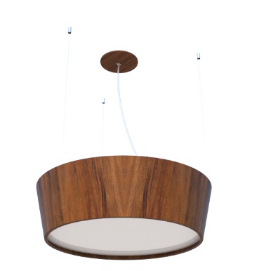 PENDENTE FOX LUSTRES 966 CÔNICO Ø65X16CM MADEIRA, ACRÍLICO, MDF E CABO DE AÇO 5XE27