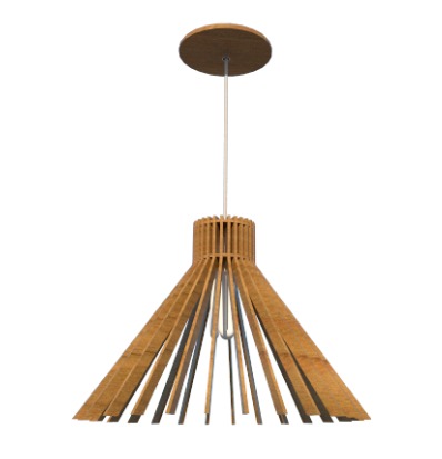 PENDENTE FOX LUSTRES L150 RIPADA Ø38X27CM MADEIRA, MDF E CABO DE AÇO 1XE27