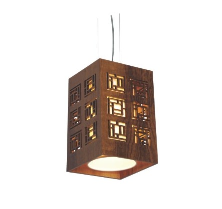 PENDENTE FOX LUSTRES L170 LASER 30X18X18CM MADEIRA, MDF, CABO DE AÇO CÚPULA DE TECIDO 1XE27