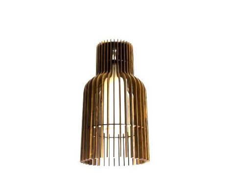 PENDENTE FOX LUSTRES L200 RIPADA Ø26X50CM MADEIRA, MDF, CABO DE AÇO CÚPULA DE TECIDO 1XE27