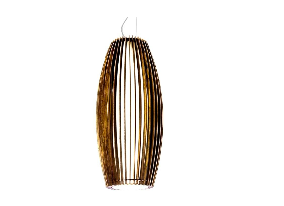 PENDENTE FOX LUSTRES L80 BARRIL Ø30X70CM MADEIRA, MDF, CABO DE AÇO E CÚPULA DE TECIDO 1XE27