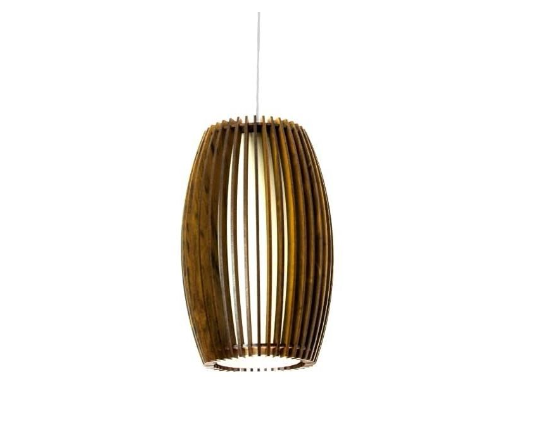 PENDENTE FOX LUSTRES L90 BARRIL Ø24X42CM MADEIRA, MDF, CABO DE AÇO E CÚPULA DE TECIDO 1XE27