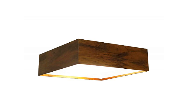 PLAFON FOX LUSTRES P09 CLEAN 15X30X30CM MADEIRA MDF E ACRILICO 2XE27