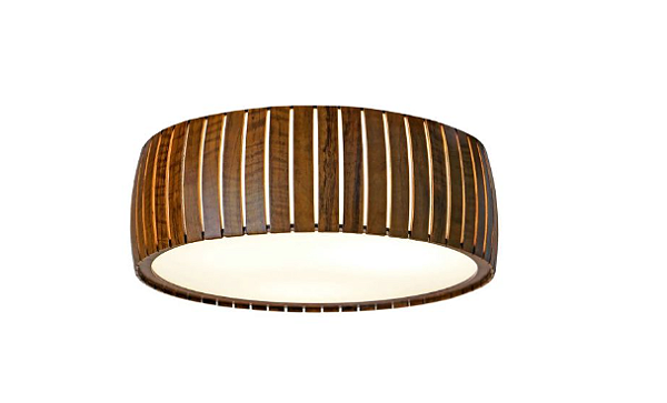 PLAFON FOX LUSTRES P30-E RIPADA Ø70X15CM MADEIRA MDF E ACRILICO 6XE27